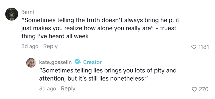 Kate Gosselin comments on TikTok